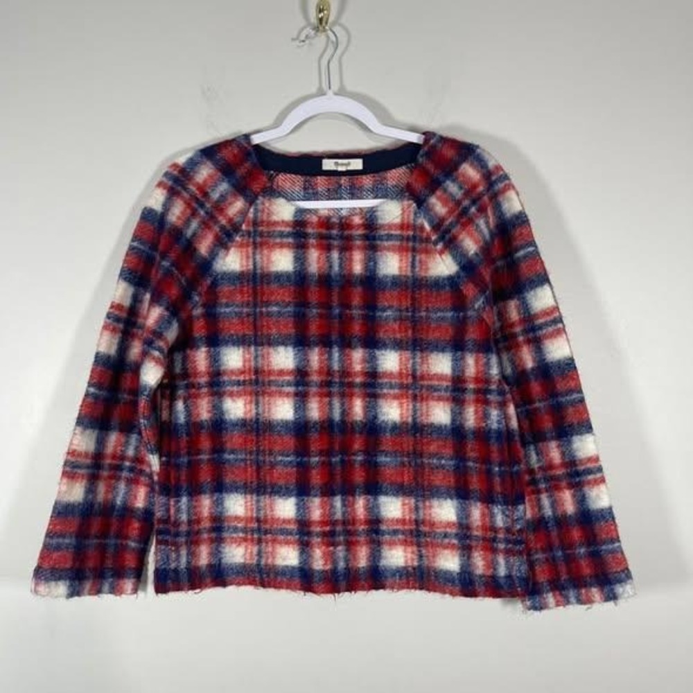 Madewell Nicolette Brushed Plaid Pullover‎ Top Womens Small Wool Blend Preppy